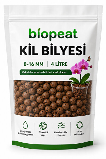 BioPeat 8-16 mm Kil Bilyesi 4 Litre – Orkide, Sukulent, Kaktüs ve Saksı Bitki...