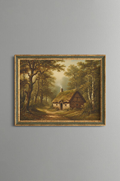 epiqart Cottage in the Forest - Vintage Patterned Frame - Slim Model