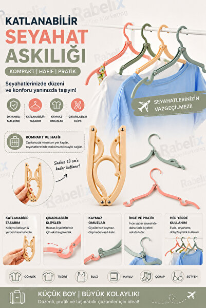 Rabelix Online Marketing Portatif Katlanabilir Seyahat Askılığı Taşınabilir E...