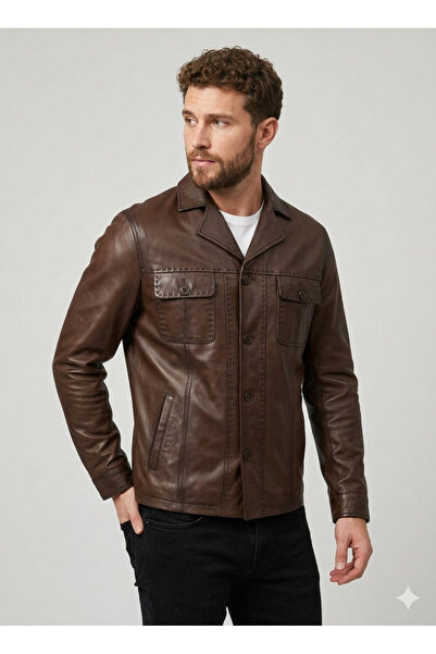 Savran Deri Safari1745K Stitched Genuine Leather Jacket