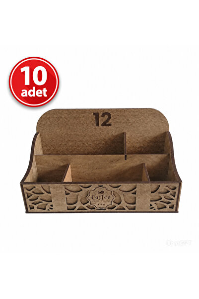 Doğan Restaurant - Cafe Tipi Ahşap Peçetelik - Masa Numaralı - Baharatlık Böl...