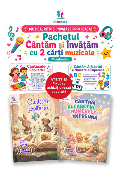 minibooks Pachetul Cântăm și Învățăm cu 2 cărți muzicale - Cântecele Copilări...