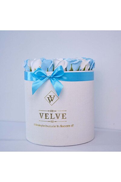 velve Aranjament floral Radiance, in cutie rotunda alba, cu 25 trandafiri din...
