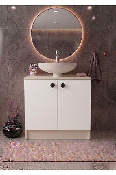 EGN WOODS Kum Beji Lavabo Altı Banyo Dolabı - 2 Kapaklı 2 Bölmeli Modüler Dep...