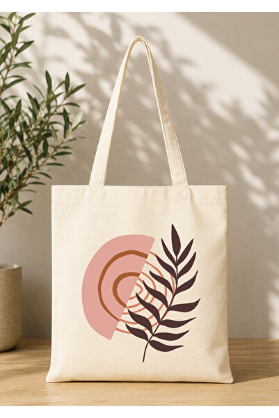 Eylül Design Vintage Boho Patterned Printed Raw Fabric Bag Organic Tote Bag