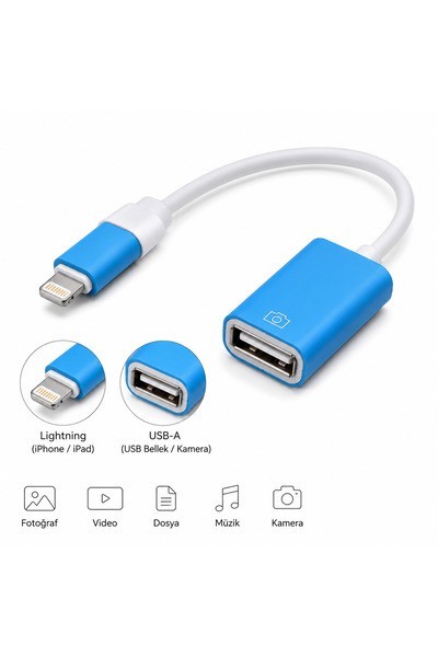İVO Dönüştürücü Lightning to USB Kamera Adaptörü iPhone iPad Uyumlu OTG Aparatı
