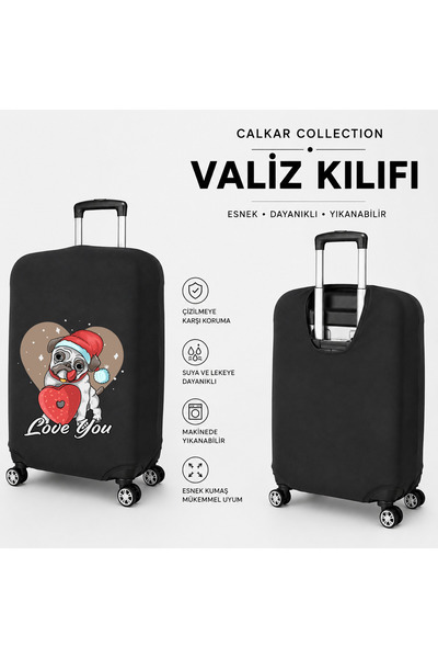 CALKARCOLLECTION غطاء حقيبة سفر أسود مطبوع من Travel Mode3، واقي للحقائب