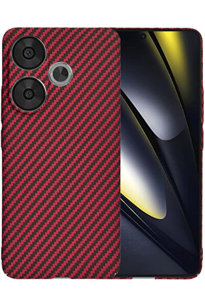 Techsuit Κόκκινο Πίσω Κάλυμμα Σιλικόνης με Υφή Άνθρακα (Poco F6)
