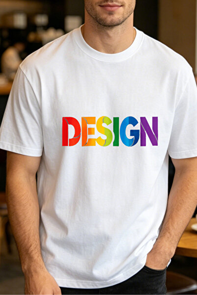 Fleck Casual Style T Shirts For Men Design Rainbow Text Mens Printed T Shirts