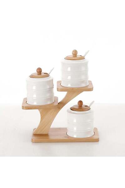 chef's delight Princess Spice Jar Set 4Pc 300ml With Spoon 22x11x28cm Rack