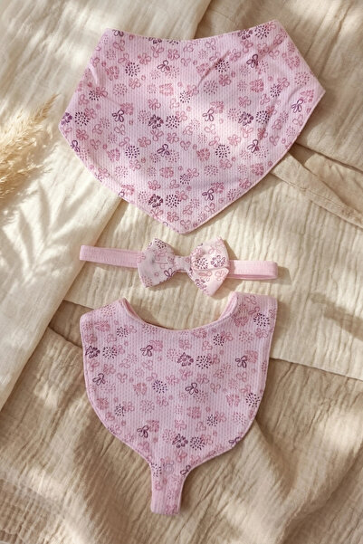 Generic Brand Flora Rose Pink Floral Patterned 3-Piece Baby Set - Muslin Text...