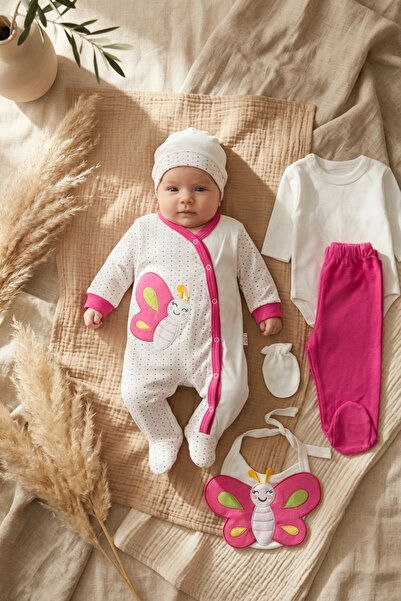 Babydonat Mariposa Butterfly Nakışlı 6 Parça %100 Pamuklu Yeni Doğan Hastane ...
