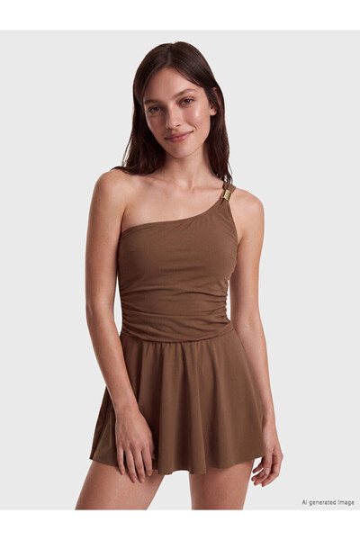 LC Waikiki One-Shoulder Women's Skirted Swimsuit