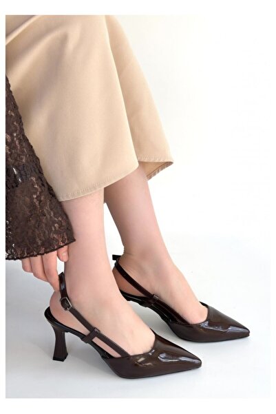 BellAyakkabı Bellamor Women's Patent Leather Pointed Toe Goblet Heeled Slingb...