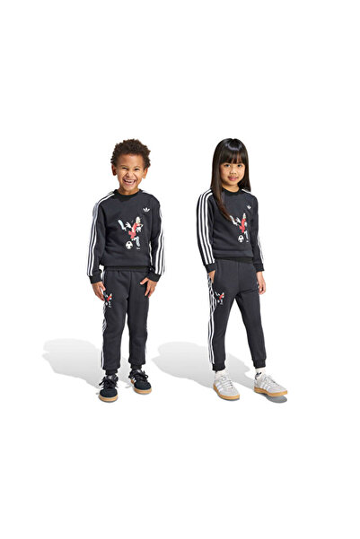 adidas Crew Set Children's Daily Tracksuit Set Kc8429 Black