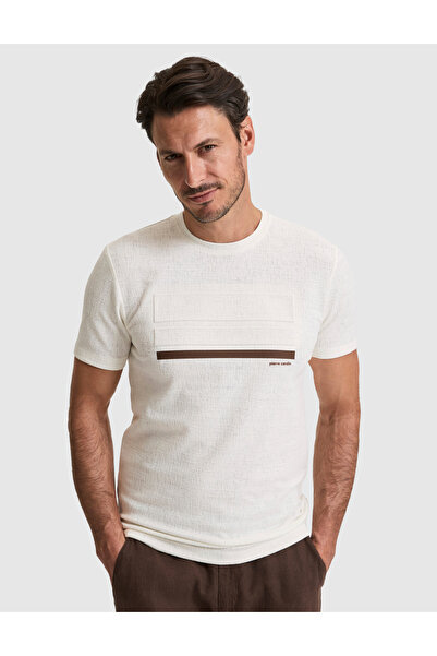 Pierre Cardin Tricou Ecru Slim Fit cu decolteu tip crew neck 50327864-VR019