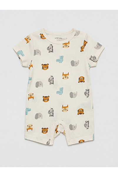 LC Waikiki Crew Neck Printed Baby Boy Combed Cotton Jumpsuit 3-Piece Set