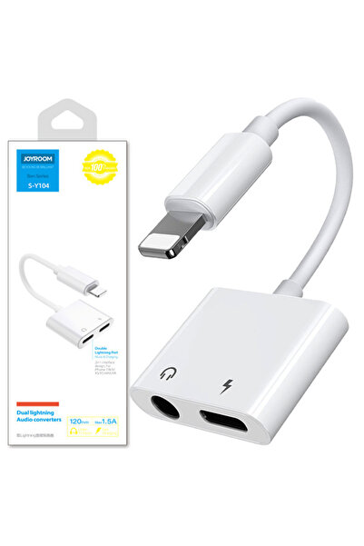 Joyroom Adaptor Mini Jack 3.5mm la Lightning la Lightning Alb