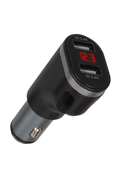 Temiz Pazar 12-24v Çift USB Girişli 5v-2.4a Dijital Voltaj Ekranli Araç Çakma...
