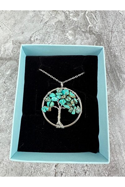 Mutenaura Natural Turquoise Stone Steel Necklace
