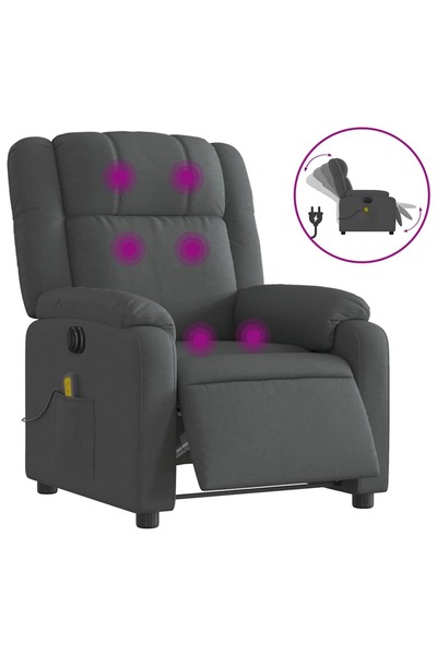 vidaxl Fotoliu electric de masaj rabatabil, gri închis, textil