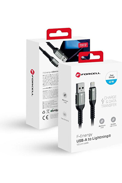 Forcell Καλώδιο USB-A σε Lightning 12W Μαύρο 1.2μ
