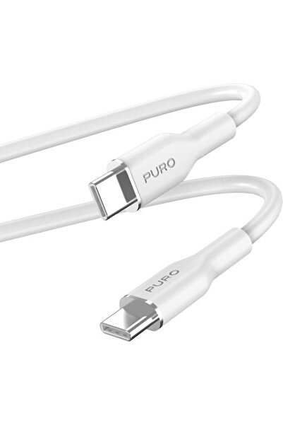 Puro Icon Μαλακό Καλώδιο USB 2.0 USB-C αρσενικό - USB-C 60W Λευκό 1.5μ