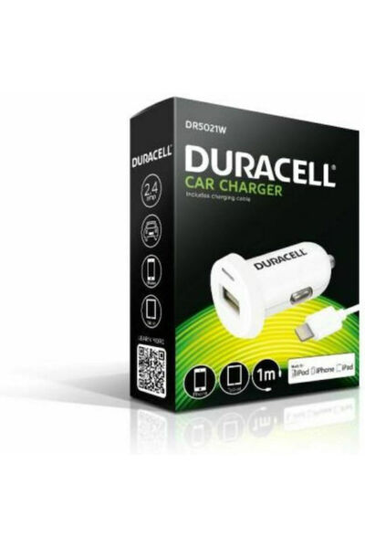 Duracell Φορτιστής αυτοκινήτου 2.4A με μία θύρα: 1xUSB με καλώδιο Lightning, ...