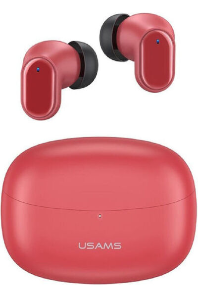 Usams BH11 Ακουστικά Bluetooth Handsfree με Θήκη Φόρτισης Κόκκινα
