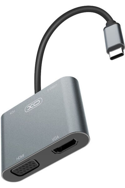Xo HUB001 Μετατροπέας USB-C αρσενικό σε HDMI / VGA θηλυκό Γκρι 1 τεμάχιο