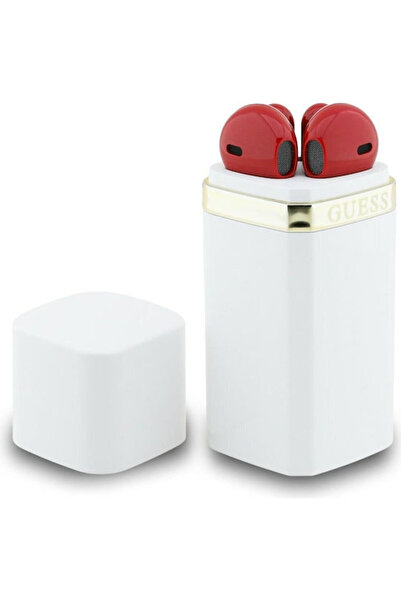 Guess Ακουστικά Bluetooth Handsfree σε σχήμα κραγιόν με θήκη φόρτισης, λευκά