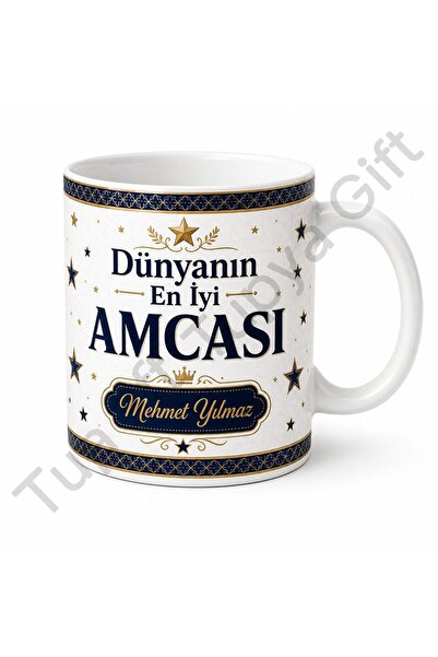 Tupya Gift Amcaya Hediye İsme Özel Baskılı Kupa Bardak Amca Hediyesi Özel Tasarım