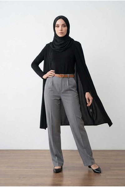 we-rayss Oversize Bol Paça Kadın Tesettür Kumaş Pantolon - Boy 106 cm