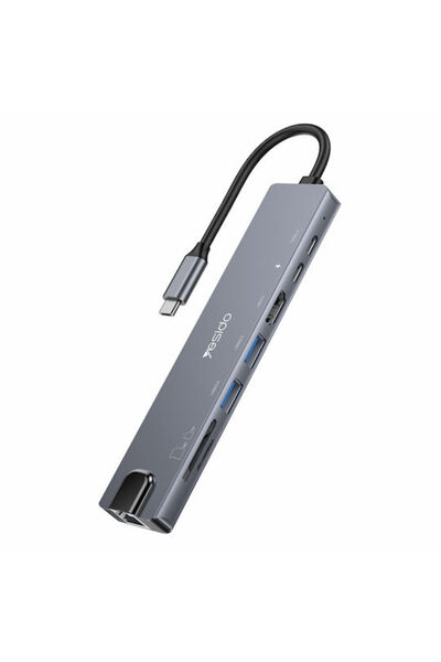 Yesido HB27 USB-C Σταθμός Σύνδεσης με HDMI 4K PD Ethernet Γκρι