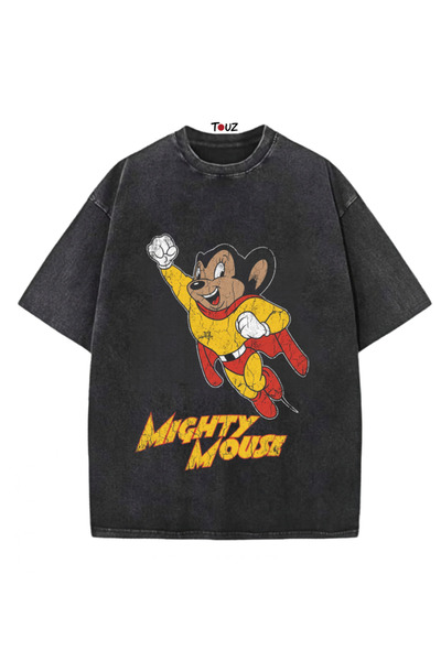 Toum Vintage Mightmouse Printed Retro Unisex Oversize T-Shirt