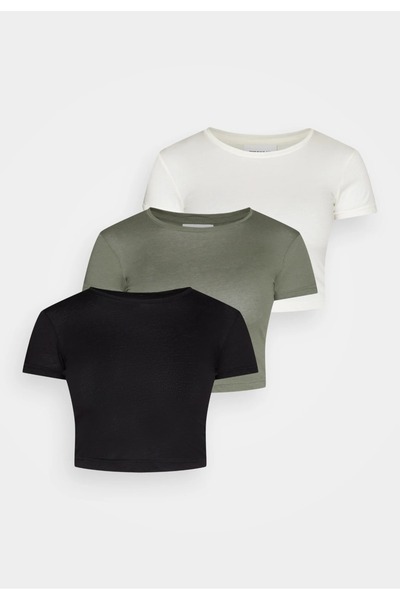 Weekday Weekday 3 Piece Crop T-Shirt Top Bottom Set , 3 Color Economy Cropped...