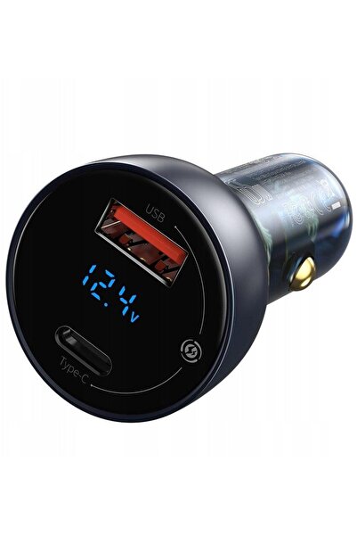 Baseus Încărcător auto special 65W PPS cu afișaj digital USB-A + USB-C Gri în...