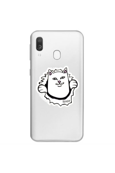 Other Samsung A40 White cat Transparent Silicone TPU Θήκη