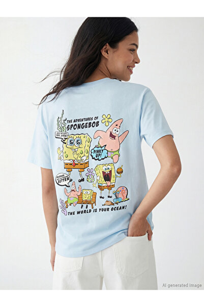 LC Waikiki Texx Store Quality Spongebob Printed 100% Cotton Women's T-Shirt