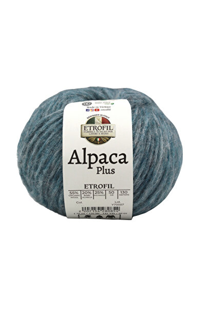 Etrofil Alpaca Plus Knitting Yarn Cyan Blue 55% Organic Wool 20% Baby Alpaca ...