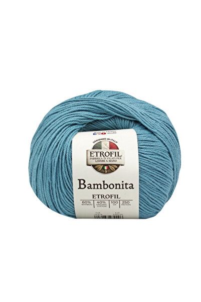 Etrofil Fir de tricotat Bambonita Albastru Oceanic 60% Bambus 40% Bumbac Orga...