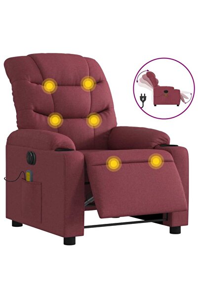 vidaxl Fotoliu electric de masaj rabatabil, roșu vin, textil
