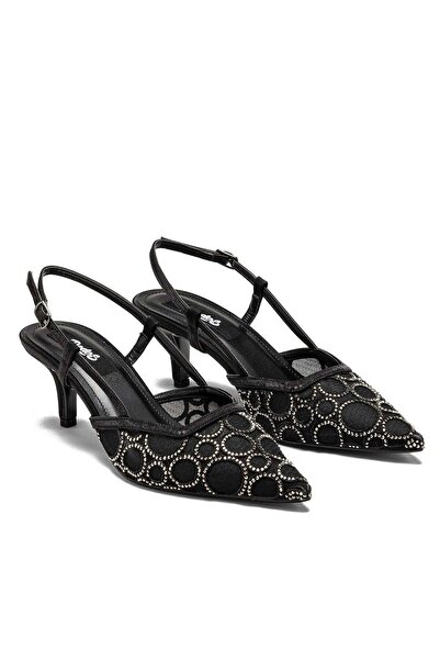 Dedos Women's Short Heeled Open-Back Stone Embellished Pointed Toe Evening Dr...