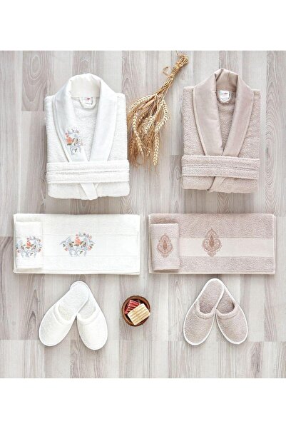 Roya Embroidery 10Pcs Bathrobe Set 100% Cotton