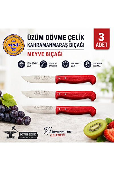 Üzüm Kahramanmaraş Dövme çelik , Mutfak bıçağı / Meyve Bıçağı / 3 Adet