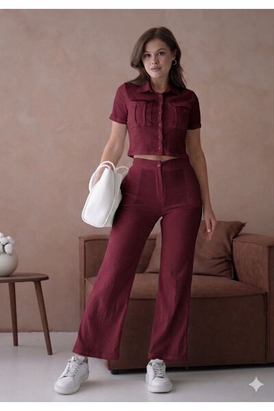 VOLT CLOTHİNG Costum de damă cu pantaloni și plăcuțe cu nasturi