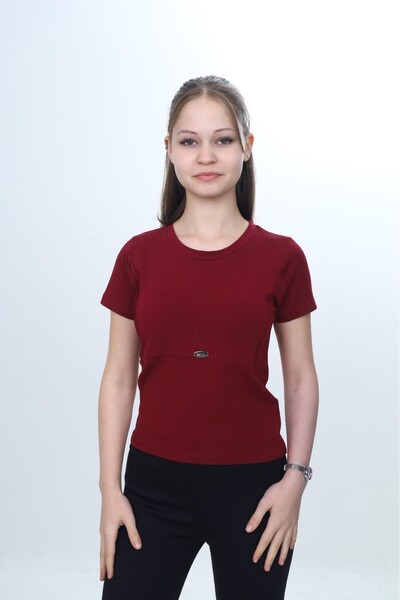 Toontoy Tricou pentru fete cu gât crew, mânecă scurtă, cu cusături și emblemă...