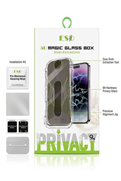 ESD Folie de protectie ecran 5D Magic Glass Box, Privacy (Anti-Spionaj), Duri...