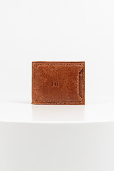 BAYDERİ Porte Genuine Leather Men's Wallet with Extra Card Holder Crazy Fındık