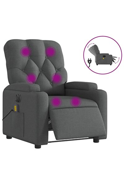 vidaxl Fotoliu electric de masaj rabatabil, gri închis, textil